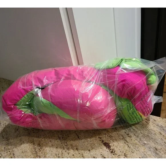 Vintage 1991 Platinum Embrace Parachute Puffy Pink Green Snake Plush Puppet 63" - Picture 12 of 12